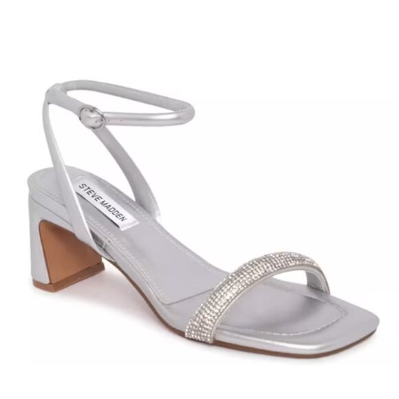 Women's Steve Madden Amalya Glitter Studded Strappy Block Heel Sandal size 8.5 - Picture 1 of 6